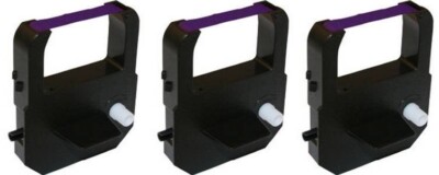 (3 pack) Ribbon for Lathem 700E 1600E 5000E 7500E LT5000 VIS6008 Purple Ink