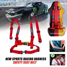 2in Red 4-Point Adjustable Racing Seat Belts Harness Safety Shoulder Straps