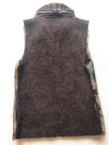 Lisa International Womens Vest Faux Fur Trim Front Zip Up Brown Jacket Small New - Picture 9 of 11