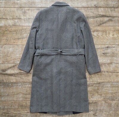 Zara Belted Herringbone Coat Mens Size M Gray Wool Double Zara Belted Herringbone Coat Mens Size M Gray Wool Double