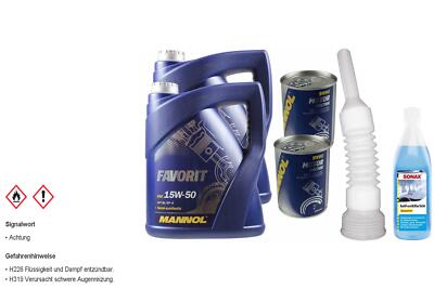 10L MANNOL Motoröl Favorit 15W-50 API SL/CF/CF-4 inkl. Additiv Auslaufschlauch