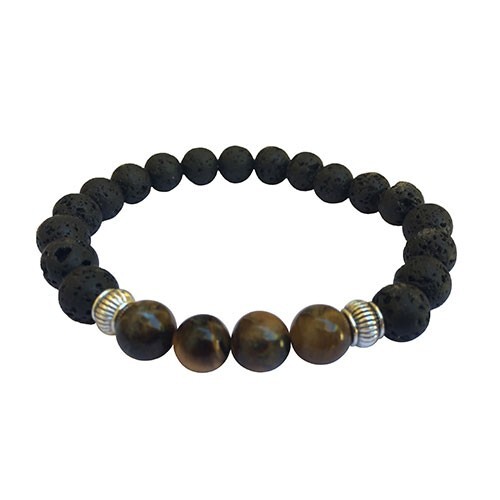 Zorbitz Tigers Eye Stretch Bracelet with Lava Rock Diffuser for Essential Oils-image