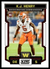 2023 Score K.J. HENRY #393 Commanders / Clemson Tigers Rookie RC