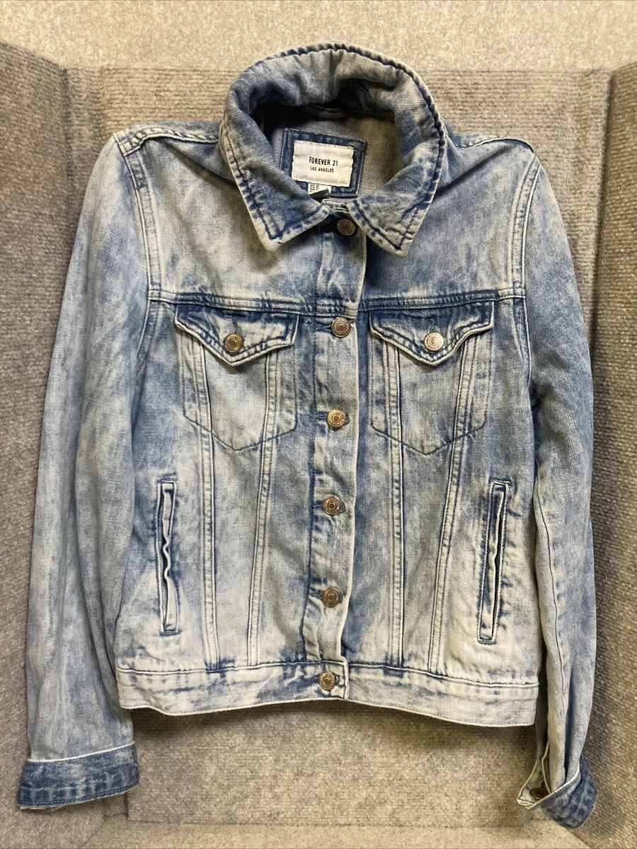 Forever 21 Womens Jean Jacket Size Medium Blue Denim Basic Casual Light Wash
