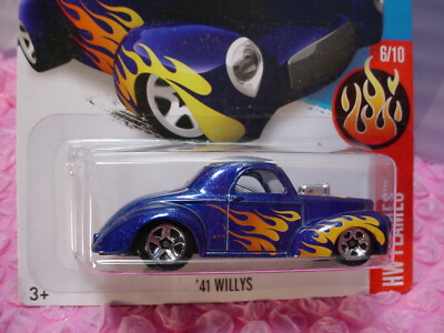 2016 Hot Wheels '41 WILLYS #96 ✰metallic dark blue;5sp🔥HW Flames