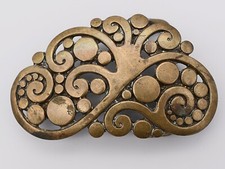 K. Dupree Hippie Bubble Swirl Art Abstract Solid Brass 1970s Vintage Belt Buckle