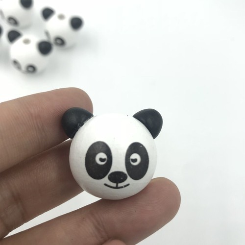 DIY 10pcs Wooden Round panda Loose Beads Beaded Baby Pacifier Clip making - Picture 4 of 5