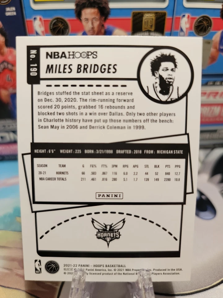 Miles Bridges 2021-22 Panini Hoops Aisa Hyper Blue - Image 2 of 2
