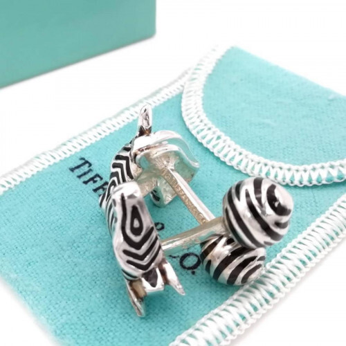 Vintage Tiffany & Co. Zebra Cuff Links Silver 925 Black Vintage Tiffany & Co. Zebra Cuff Links Silver 925 Black