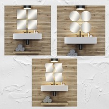Big Decorative Wall Self Adhesive Back Tile Glass Shaped Mirrors - Set of 4
