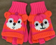 TEDDY FLIP MITTEN/GLOVES PINK/ORANGE SUPER CUTE 