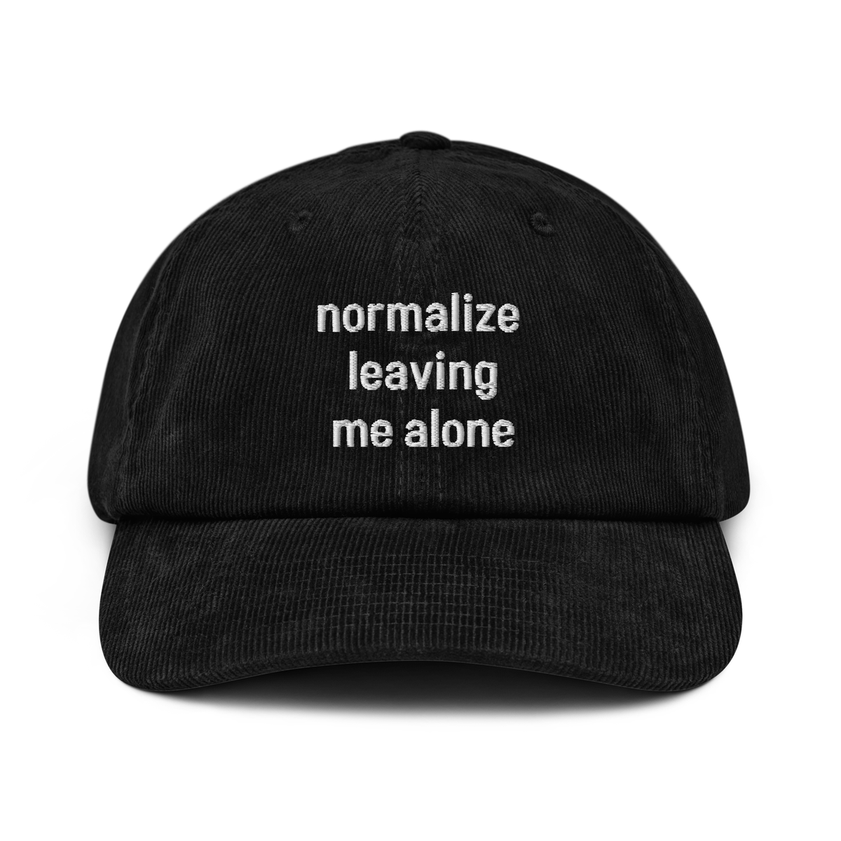 normalize leaving me alone - front embroidered Corduroy hat  display picture 3