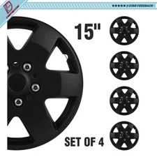 15" Set of 4 Wheel Covers Full Rim Snap On Hub Caps Fits R15 Tire & Steel Wheels