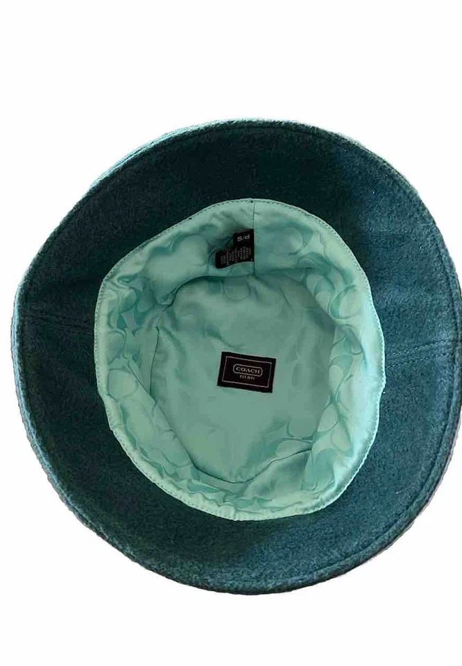 Sombrero de cubo Coach vintage para mujer mezcla de lana verde azulado talla P/S Foto 3 de 4