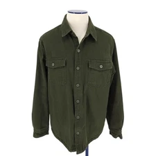 Duluth Trading Fire Hose Jacket Green Long Sleeve Snap Button Lined Barn Coat XL