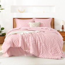 Pink Queen Size Comforter Set with Sheets - 7 Pieces Bed in a Bag Queen Boho ...