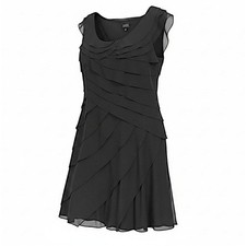 Adrianna Papell Women's Size 16 Black A-Line Dress Chiffon Pleats Elegant