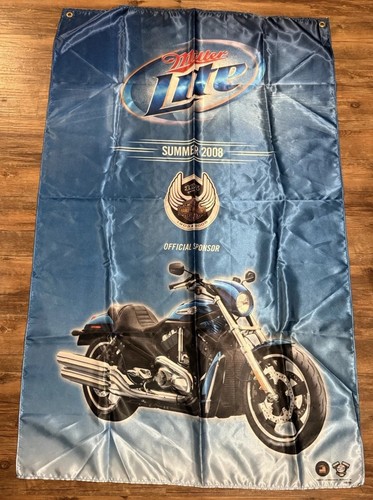 Harley Davidson Cycles Miller Lite Banner Summer 2008 105 Years 57" x 35" Flag