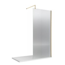 Image of Balterley Contemporary Bathroom 8mm Fluted Glass Wetroom Screen with Support Bar