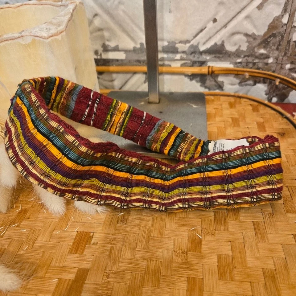 墨西哥艺术家手工制作彩色条纹头带编织纺织品 — 第 2/4 张图片