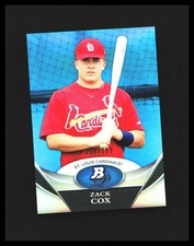 2011 Zack Cox Rookie Card - Bowman Platinum Blue /199 #BPP18 Cardinals . rookie card picture