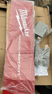 #ad #ad MILWAUKEE TOOLS Commercial Steel 4’ x 12” In Store Garage Shop Sign Display $119.99