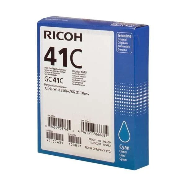 Ricoh GC41 Cyan Cartouche de Gel ORIGINALE - 405762 - Photo 1/1