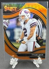 2020 Panini Select Field Level Tyler Bass 389 Orange Prizm Die-Cut (RC) Bills A3