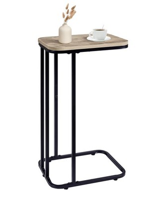 C Shaped End Table, 27 Inches High Small Side Table for Sofa and Bed, Couch T...