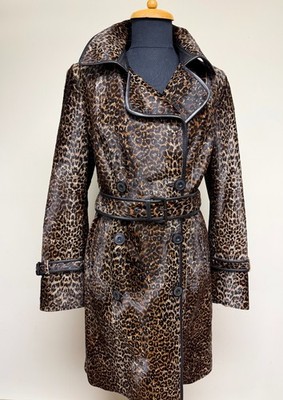 BrandNew Women's Genuine Calf Hair Trench Coat Cavallino CowHide Leopard Cow Fur