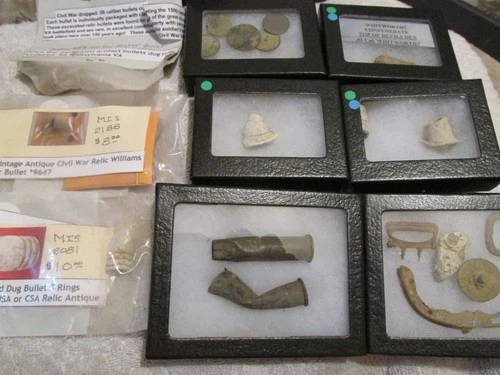 HUGE Lot of Dug American Civil War Era Relics Bullets Buckles Buttons + in CASES