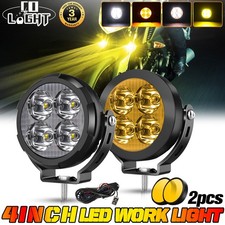 2PCS 4" Round LED Work Lights Bar Offroad Pods Fog ATV SUV UTV UTE Driving Lamp 