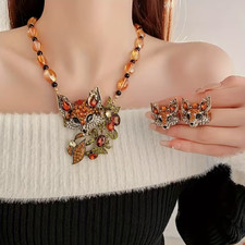 JEWELRY SET Rhinestone Necklace and Earrings, Beautiful Colors