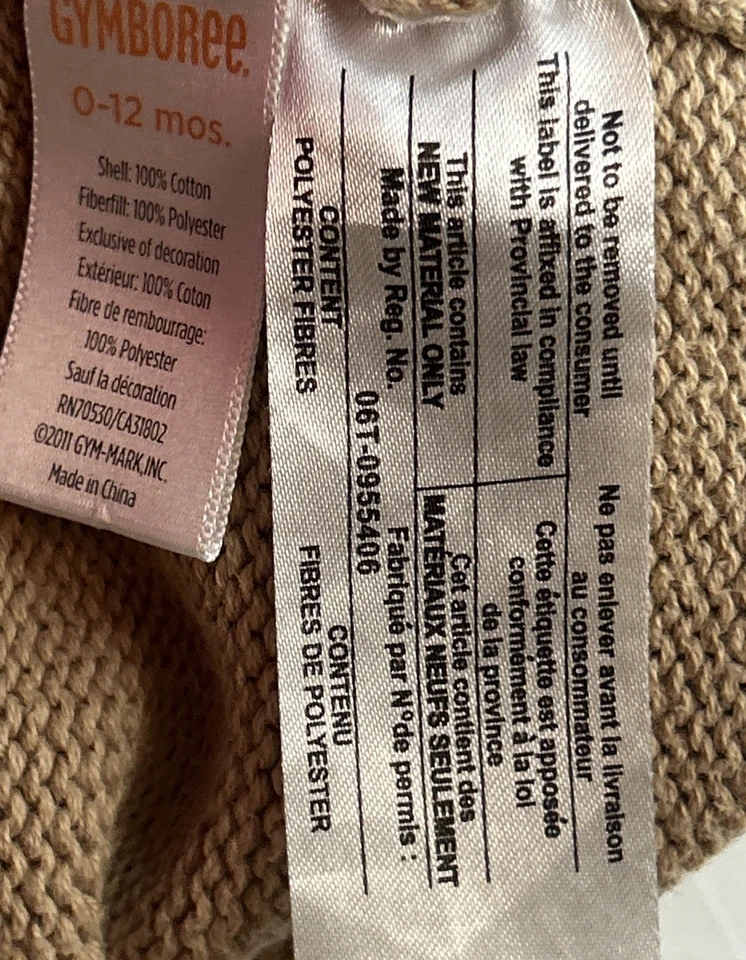 Gymboree Talla O-12 Meses Tejido Bronceado Alce Oreja Sombrero Gorra Trampero Invierno Unisex Foto 3 de 4