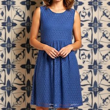 Royal Blue Lace Lined Sleeveless Dress