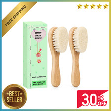 Baby Hair Brush, Wooden Baby Hair Brush for Newborns  Toddlers, Super Soft Goat