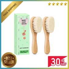 Baby Hair Brush, Wooden Baby Hair Brush for Newborns & Toddlers, Super Soft Goat