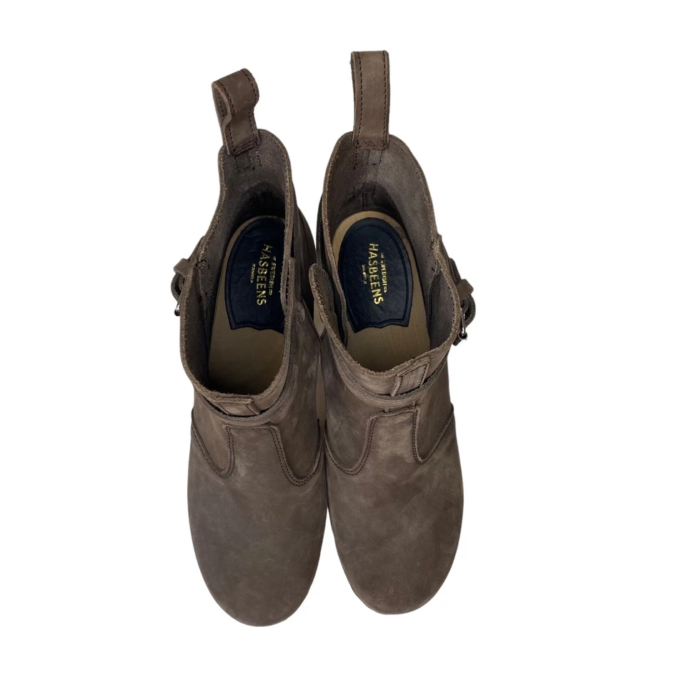 Bota Sueca Hasbeens Salto Alto Jodhpu Couro Marrom Chocolate Nubuck Tamanho 40 - Imagem 4 de 4