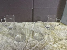 LUXU 4pcs Set Simple Glass Coffee Mugs-Hand Large (Pack of 4), Clear