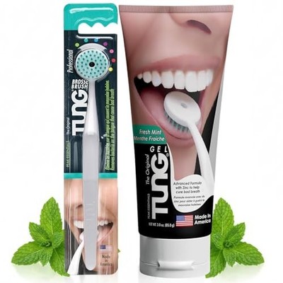 Tongue Cleaning Kit Brush & Oral Gel for Bad Breath Fresh Breath Care