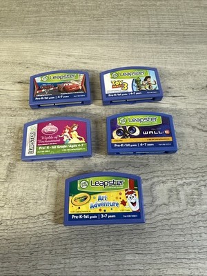 Disney Leapster Leapfrog Game Cartridges - Lot Of 5 Pixar Cars Toy Story 3
