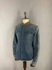 Allsaints Mens Trucker Jacket Size XL Blue Long Sleeve Button Up Denim Shirt