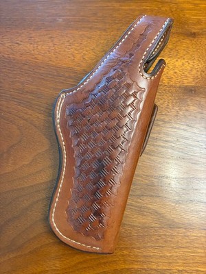 Bianchi #5BHL Holster, RH, Lined & Basket Weave Stamped, S&W K/L Frame 4'' Barrel