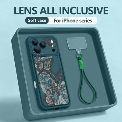 Schmetterlings-Handyhülle Riemen für iPhone 17 16 Pro Max 15 14 13 12 11 Cover