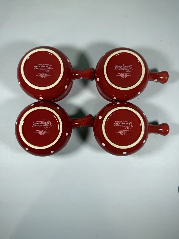 Temp-Tations by Tara - Red White Polka Dot Baking Dish Soup Bowl Mug - 4 Piece! - Image 2 of 3