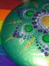 Green Lotus 4.5 Hand Crafted And Hand Painted Mandala Stone