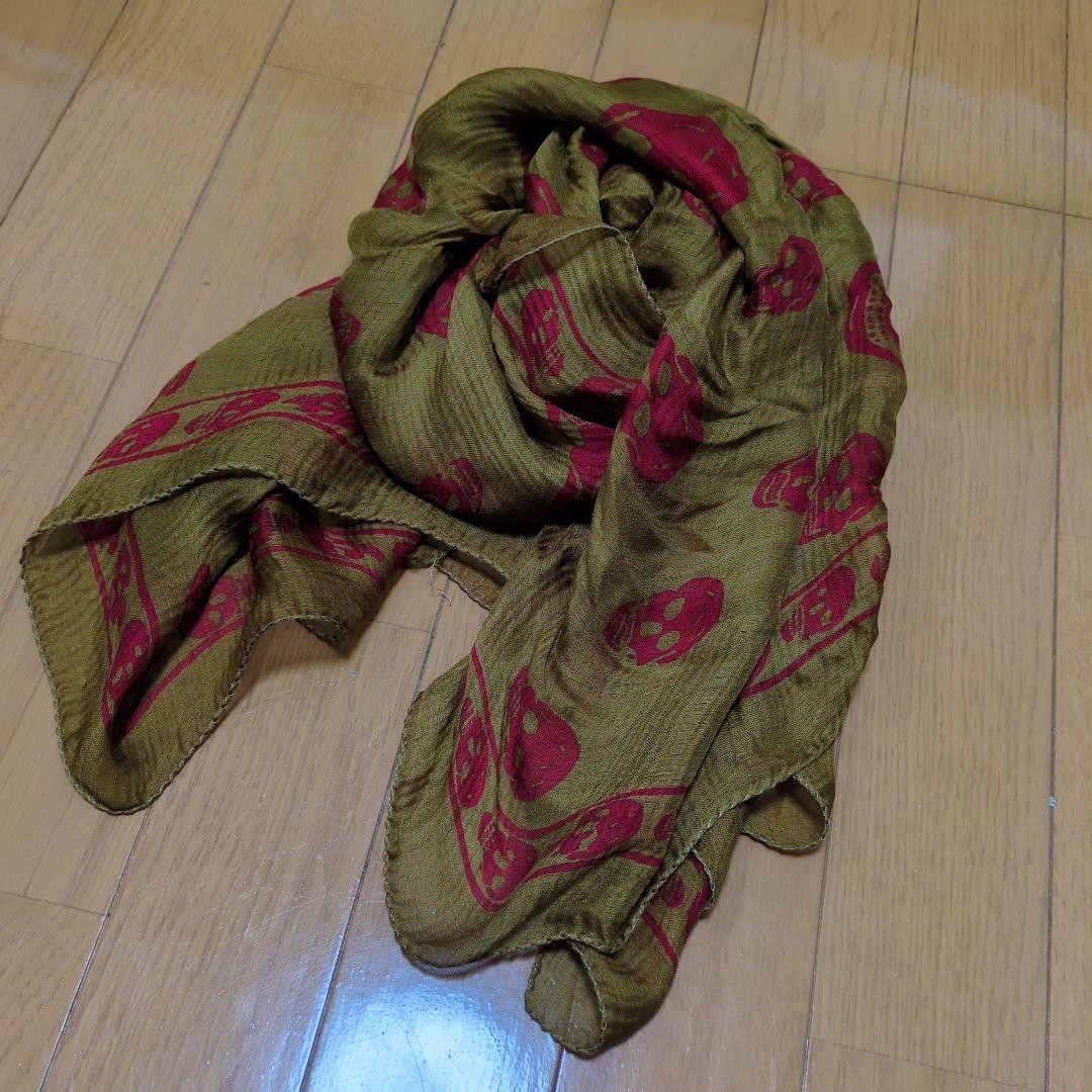 Alexander McQueen Red Skull Scarf Gold x Red 125cm×125cm | eBay