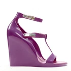 LOUIS VUITTON Y2K purple rubber T-strap logo magic tape wedge sandal EU36
