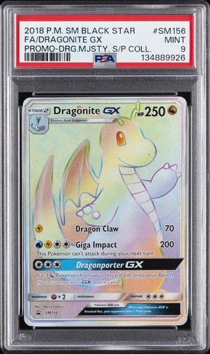 2018 POKEMON SM BLACK STAR PROMO #SM156 FULL ART/DRAGONITE GX PSA 9