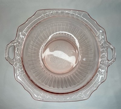 Vintage Anchor Hocking Pink Glass  Mayfair  Round Handled 11 Vegetable Bowl